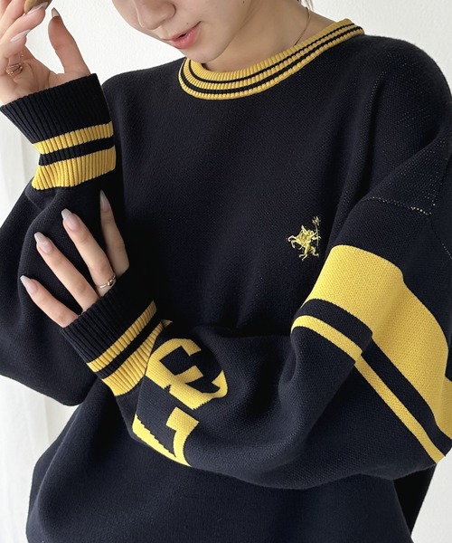 Java（ジャバ）の「《Javaジャバコラボ》とことんカジュアルで攻める Wジャガード袖ナンバリングプルオーバー（ニット/セーター・レディース・グレー/アイボリー/ネイビー/テラコッタ/ブラック・X-LARGE/MEDIUM/LARGE/SMALL）」の5枚目の写真