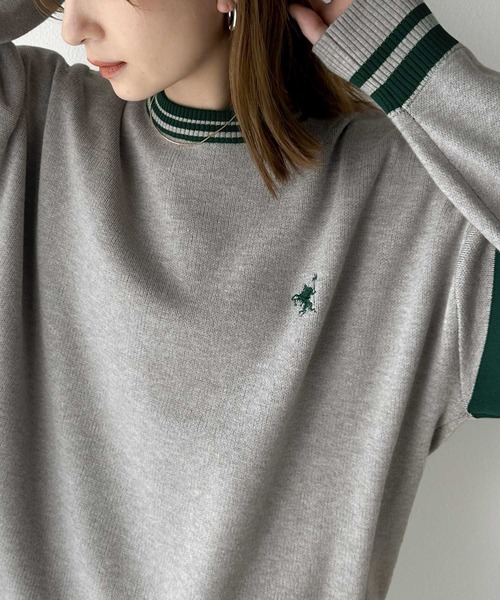 Java（ジャバ）の「《Javaジャバコラボ》とことんカジュアルで攻める Wジャガード袖ナンバリングプルオーバー（ニット/セーター・レディース・グレー/アイボリー/ネイビー/テラコッタ/ブラック・X-LARGE/MEDIUM/LARGE/SMALL）」の3枚目の写真