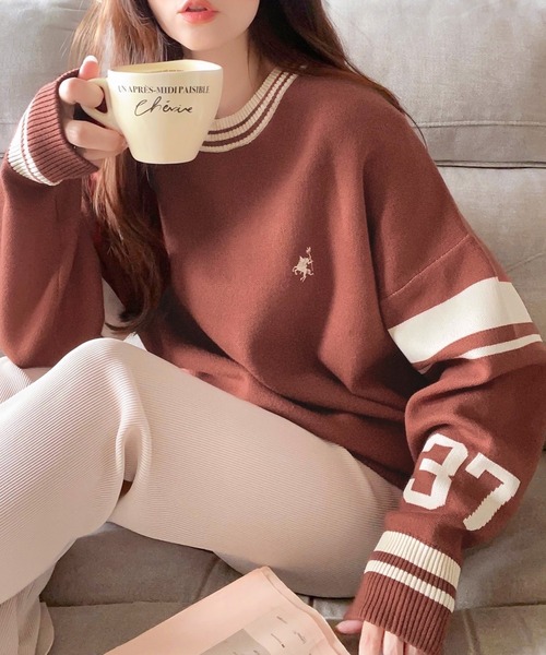 Java（ジャバ）の「《Javaジャバコラボ》とことんカジュアルで攻める Wジャガード袖ナンバリングプルオーバー（ニット/セーター・レディース・グレー/アイボリー/ネイビー/テラコッタ/ブラック・X-LARGE/MEDIUM/LARGE/SMALL）」の17枚目の写真