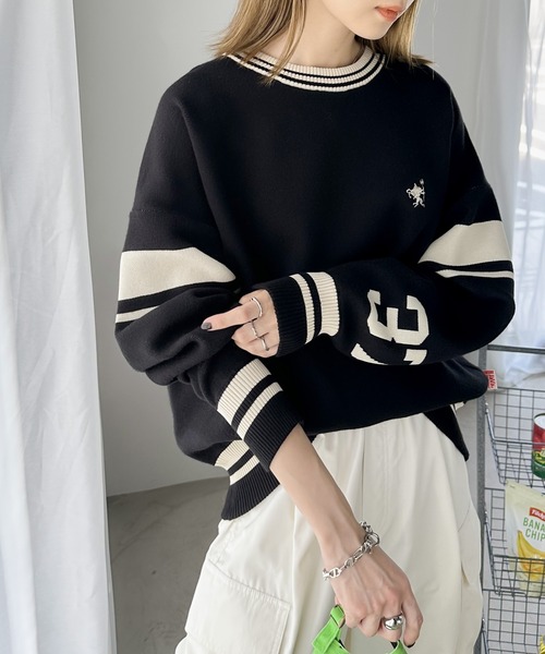 Java（ジャバ）の「《Javaジャバコラボ》とことんカジュアルで攻める Wジャガード袖ナンバリングプルオーバー（ニット/セーター・レディース・グレー/アイボリー/ネイビー/テラコッタ/ブラック・X-LARGE/MEDIUM/LARGE/SMALL）」の8枚目の写真