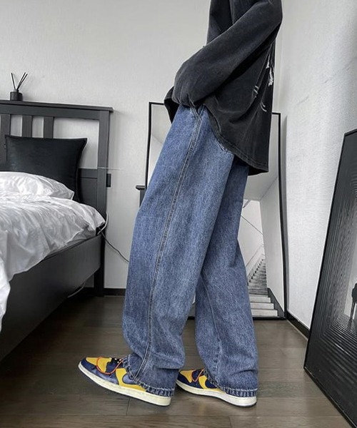 BASQUE magenta(バスクマゼンタ)の「ヴィンテージウォッシュ ワイドデニムパンツ(デニムパンツ・メンズ・サックスブルー/グレー/ブルー/ブラック・M/L)」の19枚目の写真