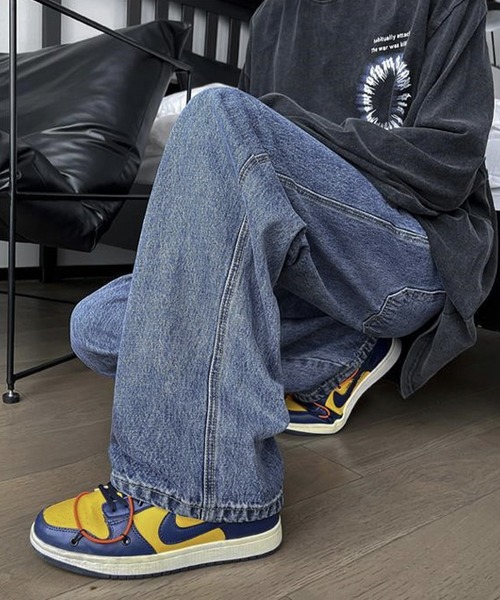 BASQUE magenta(バスクマゼンタ)の「ヴィンテージウォッシュ ワイドデニムパンツ(デニムパンツ・メンズ・サックスブルー/グレー/ブルー/ブラック・M/L)」の15枚目の写真