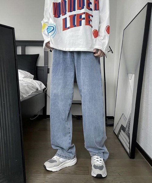 BASQUE magenta(バスクマゼンタ)の「ヴィンテージウォッシュ ワイドデニムパンツ(デニムパンツ・メンズ・サックスブルー/グレー/ブルー/ブラック・M/L)」の14枚目の写真