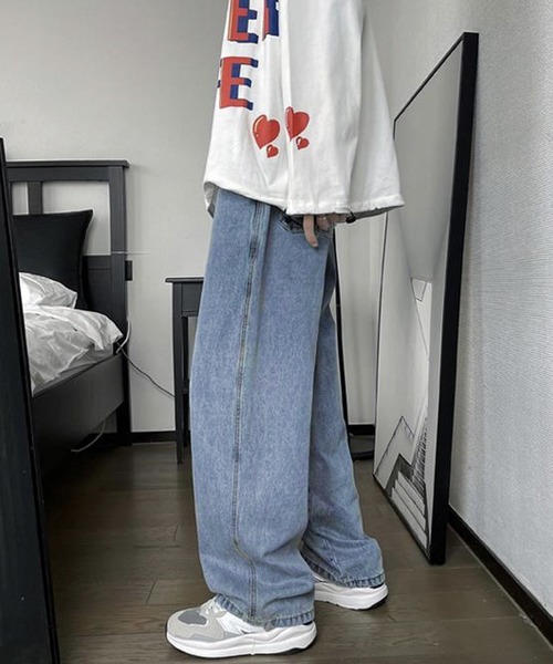 BASQUE magenta(バスクマゼンタ)の「ヴィンテージウォッシュ ワイドデニムパンツ(デニムパンツ・メンズ・サックスブルー/グレー/ブルー/ブラック・M/L)」の10枚目の写真