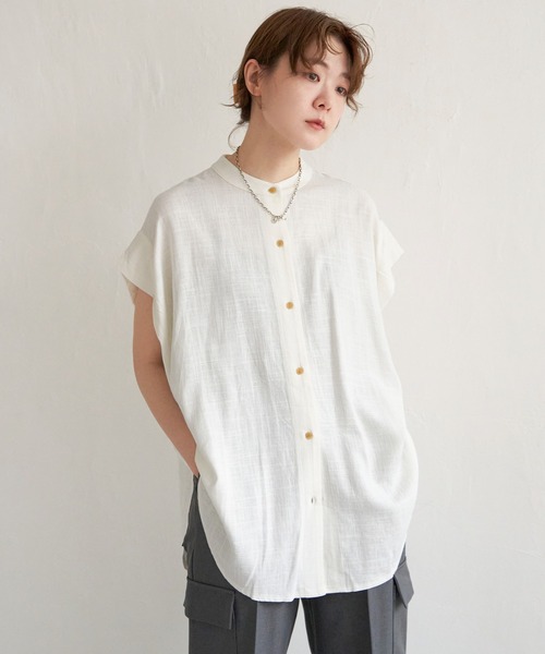 notch.（ノッチ）の「麻混ショルダータックブラウス（シャツ/ブラウス・レディース・ベージュ/オフホワイト・M）」の20枚目の写真