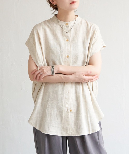 notch.（ノッチ）の「麻混ショルダータックブラウス（シャツ/ブラウス・レディース・ベージュ/オフホワイト・M）」の14枚目の写真
