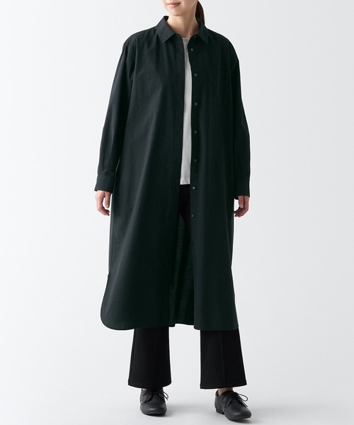 無印良品（ムジルシリョウヒン）の「洗いざらしブロードレギュラーカラー長袖ワンピース（ワンピース・レディース・オフホワイト/ブラウン系/ブラック・XXL/S/XL/L/XS/M）」の14枚目の写真