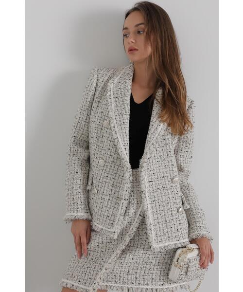 PINKY&DIANNE（ピンキーアンドダイアン）の「◆ミックスツイードジャケット（テーラードジャケット・レディース・ホワイト系その他2/レッド系その他/ホワイト系その他3・38/36）」の8枚目の写真