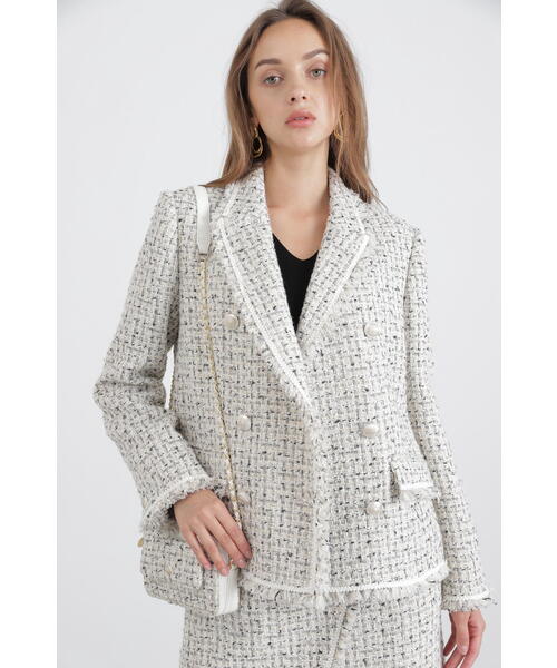 美品Pinky&Dianneピンキー&ダイアンテーラードジャケットステッチ　38 PINKY&DIANNE（ピンキーアンドダイアン）の「◇ミックスツイード