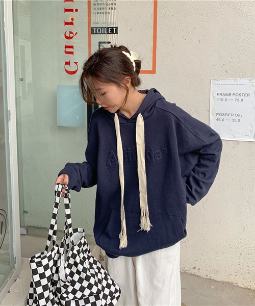 Jewelobe(ジュエローブ)の「エンボスロゴオーバーサイズパーカー(パーカー・レディース・杢グレー/ネイビー/ホワイト/レッド・FREE)」の17枚目の写真
