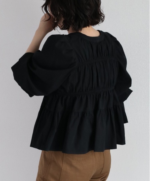 cepo（セポ）の「シャーリングリボンブラウス 2WAY（シャツ/ブラウス・レディース・ブラック/カーキ/オフホワイト・M）」の15枚目の写真