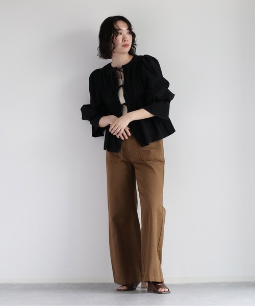 cepo（セポ）の「シャーリングリボンブラウス 2WAY（シャツ/ブラウス・レディース・ブラック/カーキ/オフホワイト・M）」の17枚目の写真