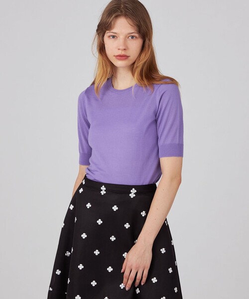 BALLSEY(ボールジィ)の「スーパーエクストラファインウール ハーフスリーブプルオーバー(ニット/セーター・レディース・ホワイト/チャコールグレー/ベージュ/グリーン/オレンジ/ネイビー/ライトパープル/ライトグリーン/オレンジ系その他/パープル・M/S)」の13枚目の写真