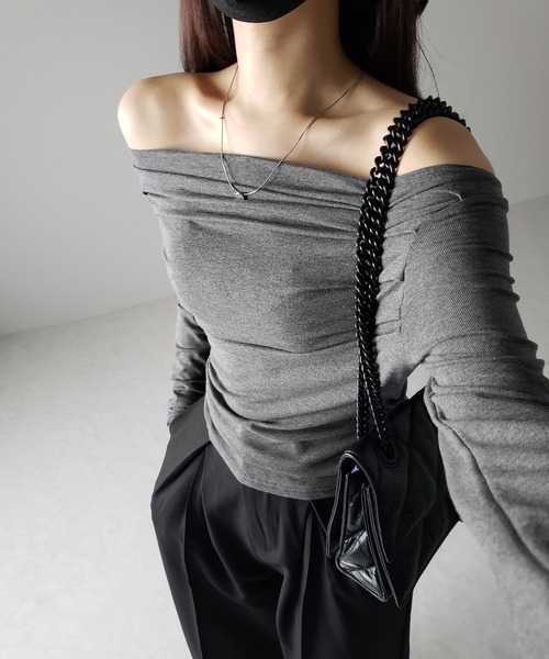 Dries Van Noten★オフショルダー トップ コットン ドレープ DRIES VAN NOTEN コットンジャージー オフショルダートップス