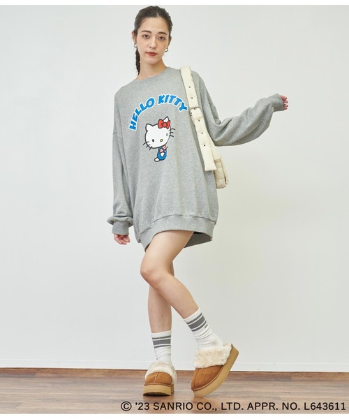 ANAP（アナップ）の「ANAP×HelloKittyユーズド風BIGスウェットトップス（スウェット・レディース・グレー/スミクロ/ピンク・FREE）」の8枚目の写真