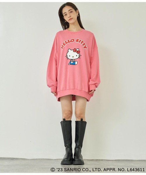 ANAP（アナップ）の「ANAP×HelloKittyユーズド風BIGスウェットトップス（スウェット・レディース・グレー/スミクロ/ピンク・FREE）」の13枚目の写真