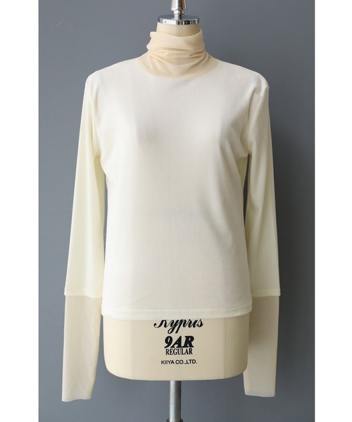 アルペロベロチュール重ねのおしゃれティシャツ 重ね着風ベロア チュールインナー（Tシャツ/カットソー