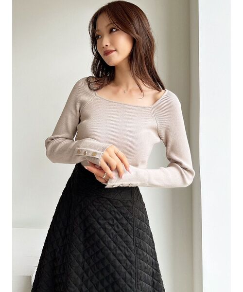 RESEXXY（リゼクシー）の「シンプルデザインスクエアニットトップス（ニット/セーター・レディース・ブルー/ブラック/ホワイト/ベージュ・FREE）」の14枚目の写真