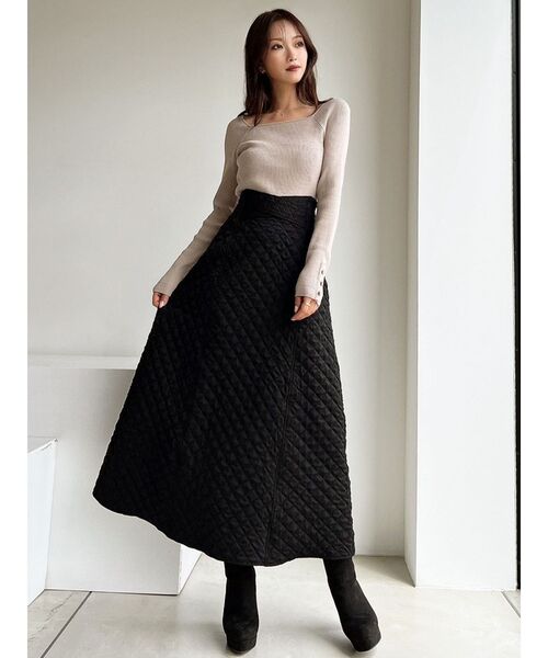 RESEXXY（リゼクシー）の「シンプルデザインスクエアニットトップス（ニット/セーター・レディース・ブルー/ブラック/ホワイト/ベージュ・FREE）」の16枚目の写真