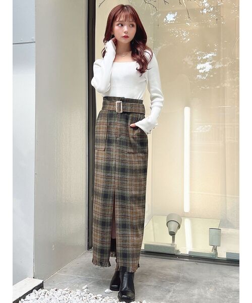 RESEXXY（リゼクシー）の「シンプルデザインスクエアニットトップス（ニット/セーター・レディース・ブルー/ブラック/ホワイト/ベージュ・FREE）」の19枚目の写真