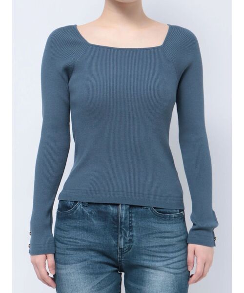 RESEXXY（リゼクシー）の「シンプルデザインスクエアニットトップス（ニット/セーター・レディース・ブルー/ブラック/ホワイト/ベージュ・FREE）」の21枚目の写真