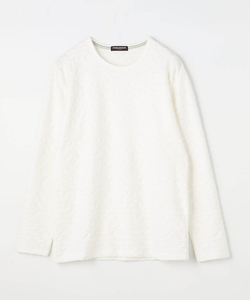 HIDEAWAYS NICOLE（ハイダウェイニコル）の「ウェーブジャガードクルーネックプルオーバー（Tシャツ/カットソー・メンズ・オフホワイト/ブラック/モカ・LARGE/MEDIUM/X-LARGE）」の13枚目の写真