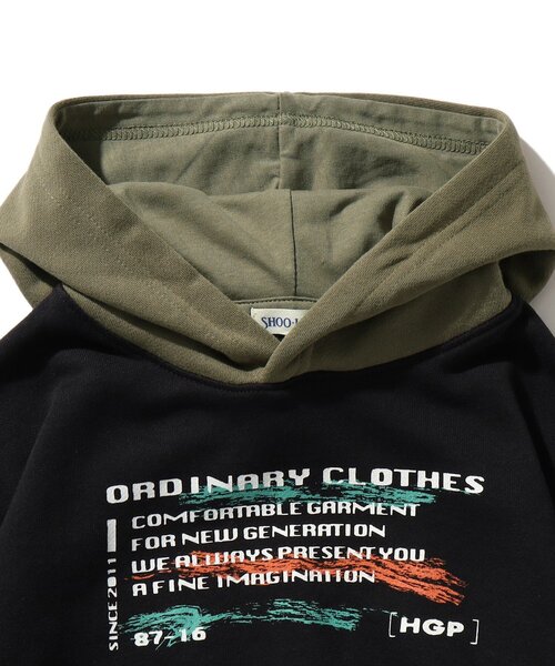 SHOO・LA・RUE（シューラルー）の「◆【110-140cm】裏毛配色フードスウェット（パーカー・キッズ・アイボリー系4/ブラック系4・12/13/14/11）」の5枚目の写真