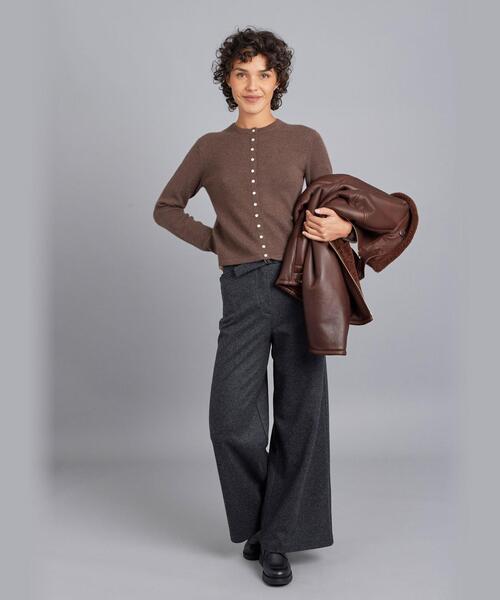 カシミヤ 長袖 カーディガンプレッション ”Le Petit”