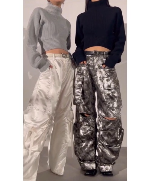 STUDIOUS(ステュディオス)の「【STUDIOUS/ステュディオス】クロップドチャンキーニットトップス(ニット/セーター・レディース・ピンク/ブラック/シルバー/ライトグレー・FREE)」の15枚目の写真