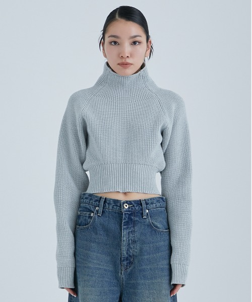 STUDIOUS(ステュディオス)の「【STUDIOUS/ステュディオス】クロップドチャンキーニットトップス(ニット/セーター・レディース・ピンク/ブラック/シルバー/ライトグレー・FREE)」の6枚目の写真