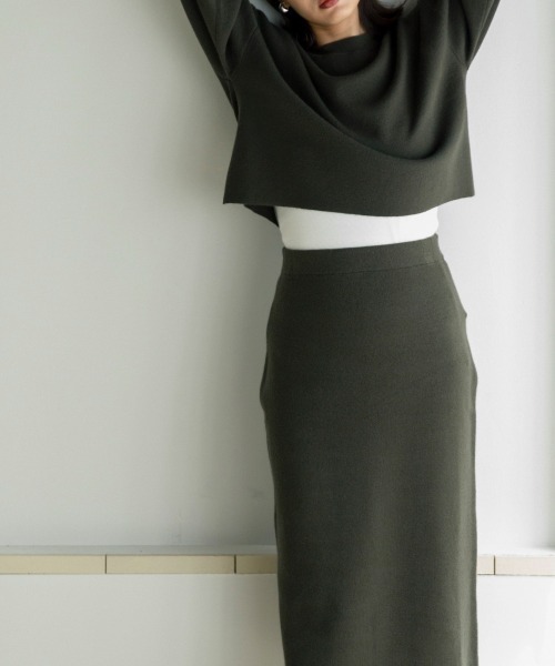 sail（サイル）の「【販売終了】【sail】ニットセットアップ　小さいサイズ【低身長・小柄女性向けサイズ】（スカート・レディース・グレー/カーキ・01）」の7枚目の写真