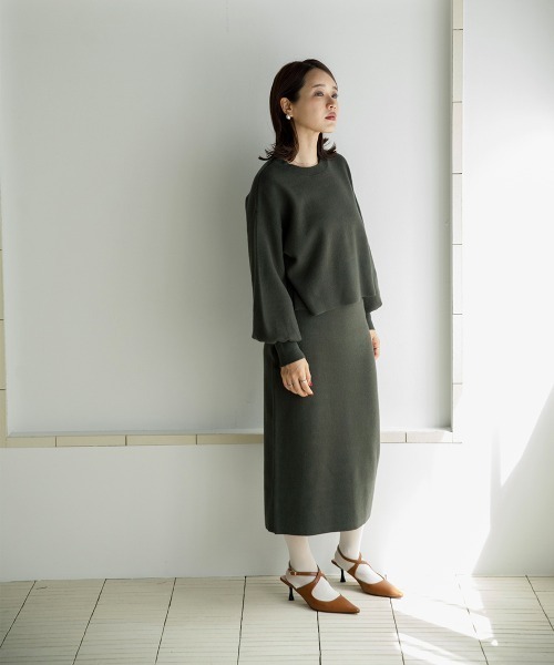 sail（サイル）の「【販売終了】【sail】ニットセットアップ　小さいサイズ【低身長・小柄女性向けサイズ】（スカート・レディース・グレー/カーキ・01）」の9枚目の写真