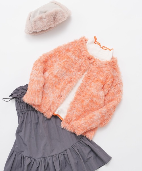 CIAOPANIC TYPY(チャオパニックティピー)の「【WEB限定】【KIDS】メランジシャギークルーネックカーディガン(カーディガン/ボレロ・キッズ・グリーン/ブルー/オレンジ/ブラウン・XL/XXL/M)」の4枚目の写真