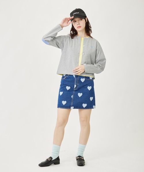 MILKFED.（ミルクフェド）の「HEART PRINTED DENIM SKIRT（デニムスカート・レディース・ライトインディゴブルー/ブラック・S/M）」の7枚目の写真