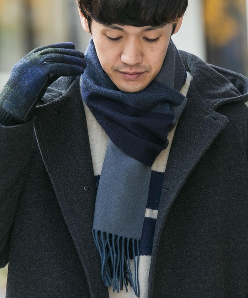 URBAN RESEARCH DOORS（アーバンリサーチドアーズ）の「カシミヤブレンドパネルマフラー（マフラー・メンズ・ブルー/チャコールグレー/カーキ/ベージュ・-）」の5枚目の写真
