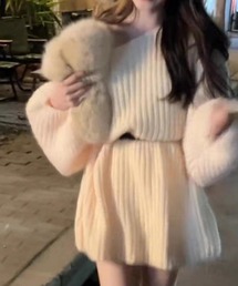 leune（ルネ）の「ベルト付きバルーンスリーブルーズニット/オーバーサイズニット（ニット/セーター）」