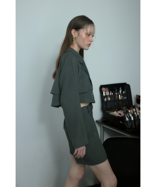 SLY（スライ）の「SHORT TRENCH COAT ショート トレンチ コート / セットアップ可（トレンチコート・レディース・アイボリー/杢グレー/ターコイズブルー・FREE）」の16枚目の写真