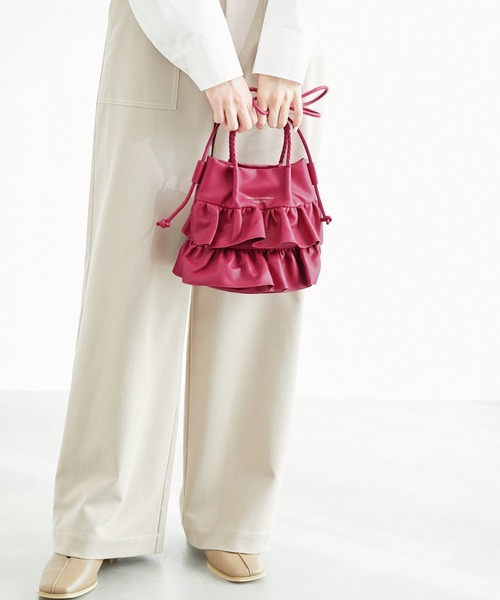 ROPE' PICNIC(ロペピクニック)の「ダブルフリルメッシュハンドルミニショルダーバッグ(ショルダーバッグ・レディース・ブラック/ピンク/シルバー/キナリ・FREE)」の1枚目の写真