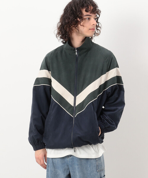 Purple&Yellow(パープルアンドイエロー)の「【セットアップ対応】ポリエステルピーチ ラインブルゾン(ブルゾン・メンズ・グレイッシュベージュ/グリーン・SMALL/MEDIUM/X-LARGE/LARGE)」の2枚目の写真