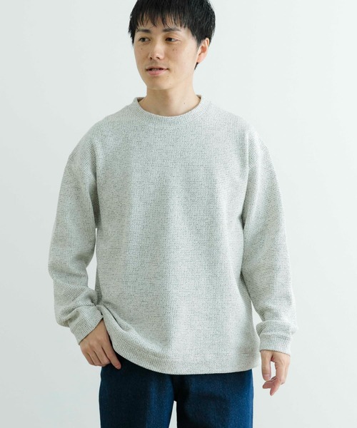 ITEMS URBANRESEARCH(アイテムズ アーバンリサーチ)の「メランジカノコ クルーネック ニットソー(ニット/セーター・メンズ・チャコールグレー/ブルー/オートミール/グリーン・MEDIUM/LARGE)」の2枚目の写真