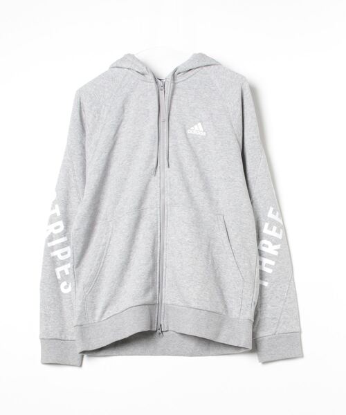 adidas(アディダス)の「アディダス adidas ワーディング ルーズフィット フレンチテリー フルジップパーカー(パーカー・メンズ・グレー/ブラック/ライトグリーン・M/L/LL/3L)」の2枚目の写真