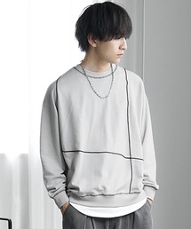 【MinoriTY】裏毛アウトラインロックトレーナー スウェット メンズ オーバーサイズ ルーズフィット 秋服