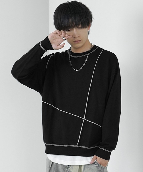 セール】【MinoriTY】裏毛アウトラインロックトレーナー