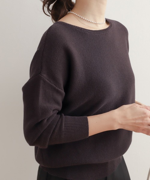 URBAN RESEARCH DOORS(アーバンリサーチドアーズ)の「コットンボートネックガーターKNIT(ニット/セーター・レディース・チャコールグレー/アイボリー/ライトグレー・MEDIUM)」の17枚目の写真