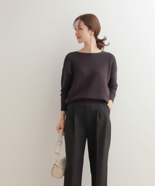 URBAN RESEARCH DOORS(アーバンリサーチドアーズ)の「コットンボートネックガーターKNIT(ニット/セーター・レディース・チャコールグレー/アイボリー/ライトグレー・MEDIUM)」の16枚目の写真