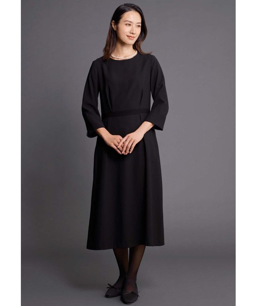 IEDIT（イディット）の「ＩＥＤＩＴ　ふかふかインソールで快適な　グログランリボンの上品ニットパンプス〈ブラック〉（パンプス・レディース・ブラック・3/2/4/6/5/1）」の3枚目の写真