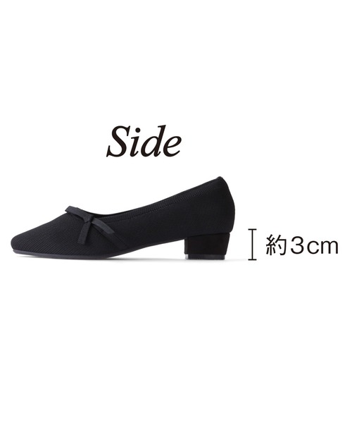 IEDIT（イディット）の「ＩＥＤＩＴ　ふかふかインソールで快適な　グログランリボンの上品ニットパンプス〈ブラック〉（パンプス・レディース・ブラック・3/2/4/6/5/1）」の4枚目の写真