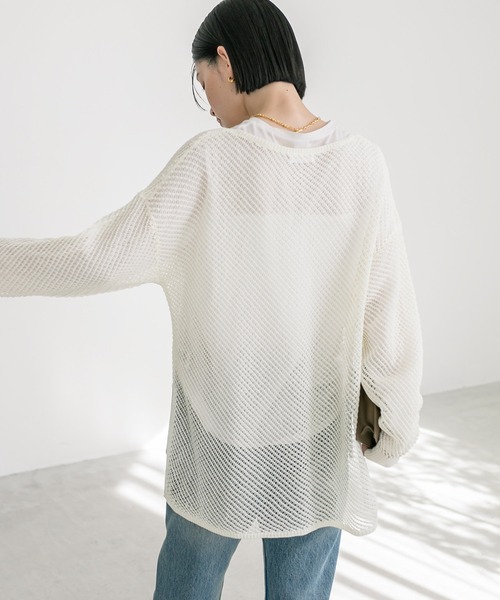 RIVE DROITE（リヴドロワ）の「ツイルメッシュニット（ニット/セーター・レディース・オレンジ/モカ/オフホワイト・FREE）」の10枚目の写真