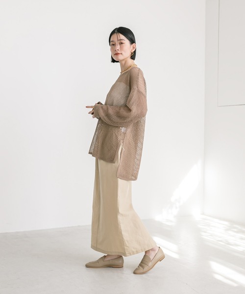 RIVE DROITE（リヴドロワ）の「ツイルメッシュニット（ニット/セーター・レディース・オレンジ/モカ/オフホワイト・FREE）」の14枚目の写真