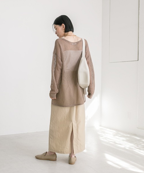 RIVE DROITE（リヴドロワ）の「ツイルメッシュニット（ニット/セーター・レディース・オレンジ/モカ/オフホワイト・FREE）」の15枚目の写真